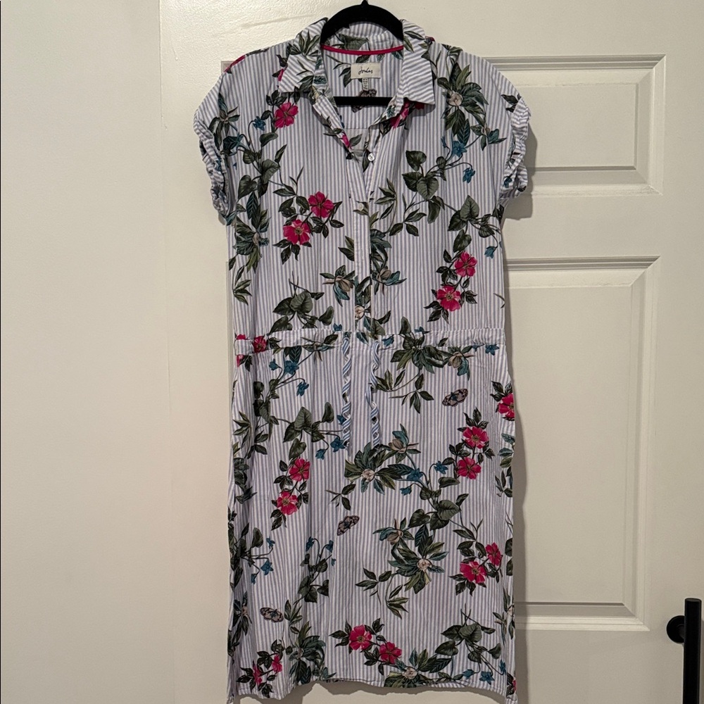Joules Floral Striped Dress - Size 8